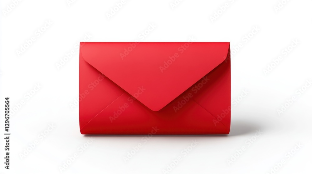 Vibrant Red Envelope Isolated on White Background for Invitations and Greetings Vibrant Red Envelope Isolated on White Background for Invitations and Greetings