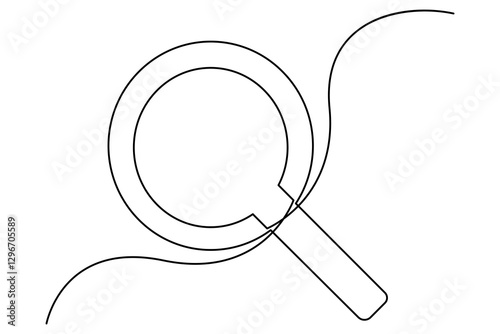 Continuous one line drawing magnifying glass symbol concept vector illustration
