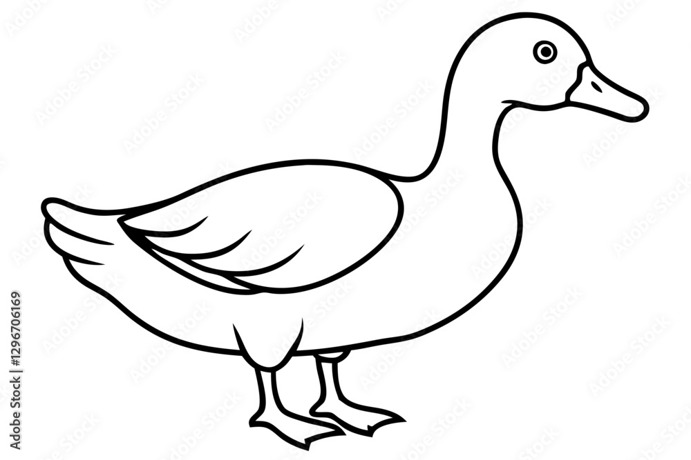 Simple Line Drawing of a Duck – Minimalist Black Outline Vector Illustration in Side View Simple Line Drawing of a Duck – Minimalist Black Outline Vector Illustration in Side View