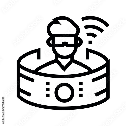 Virtual reality black line icon.