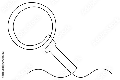 Continuous one line drawing magnifying glass symbol concept vector illustration
