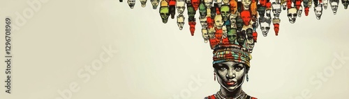 Woman with many faces, art, abstract, poster, print