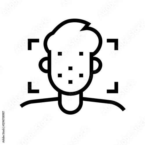 Face Recognition  black line icon.