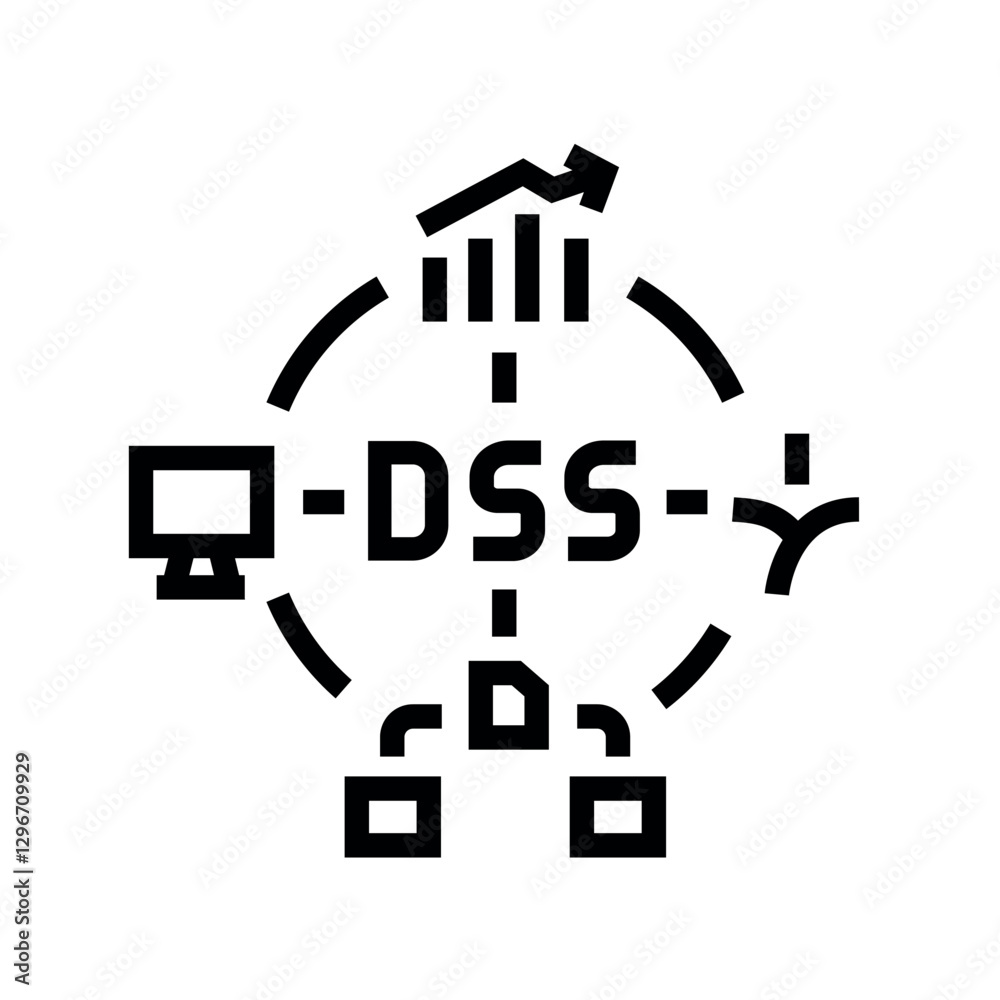 Obraz premium Decision Support Systems, DSS black line icon.