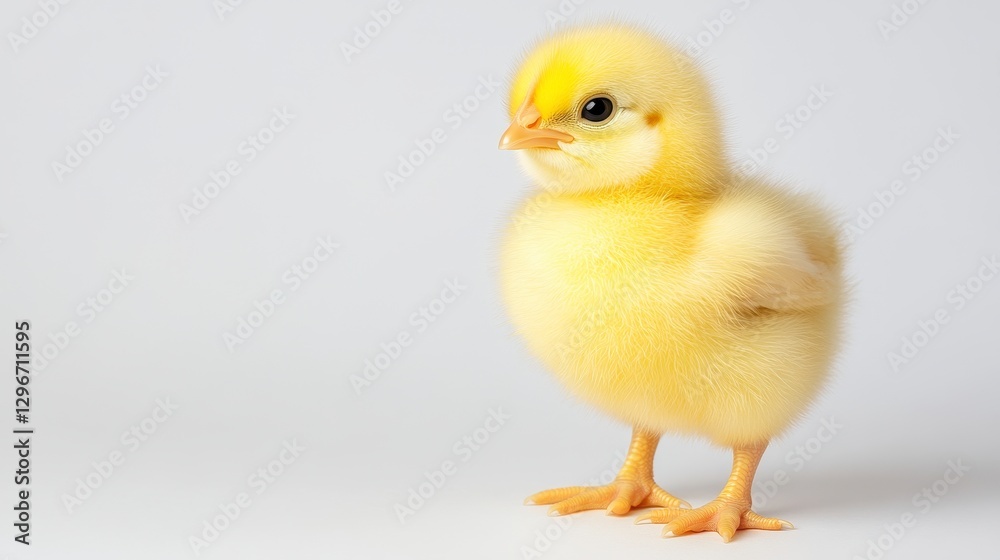 Fluffy Yellow Baby Chick on White Background Fluffy Yellow Baby Chick on White Background