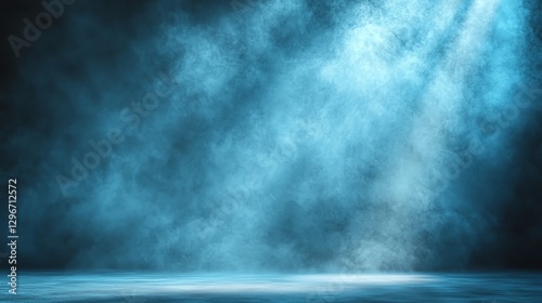 Blue fog with dramatic lighting creates an ethereal atmosphere for artistic projects. photo