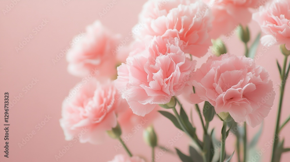Soft pink carnations with a matching blush pink background for a romantic feel. Soft pink carnations with a matching blush pink background for a romantic feel.