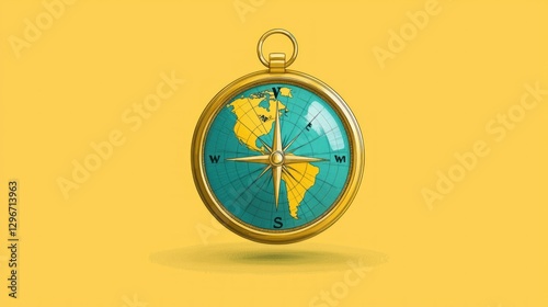 A compass illustration with a globe in the center, symbolizing global navigation.