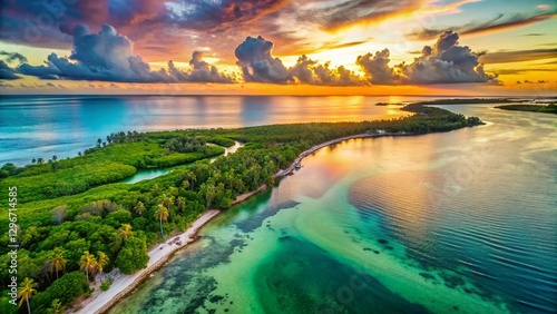 Wallpaper Mural Panoramic Aerial View of Islamorada, Florida Coastline: Turquoise Waters & Lush Mangroves Torontodigital.ca