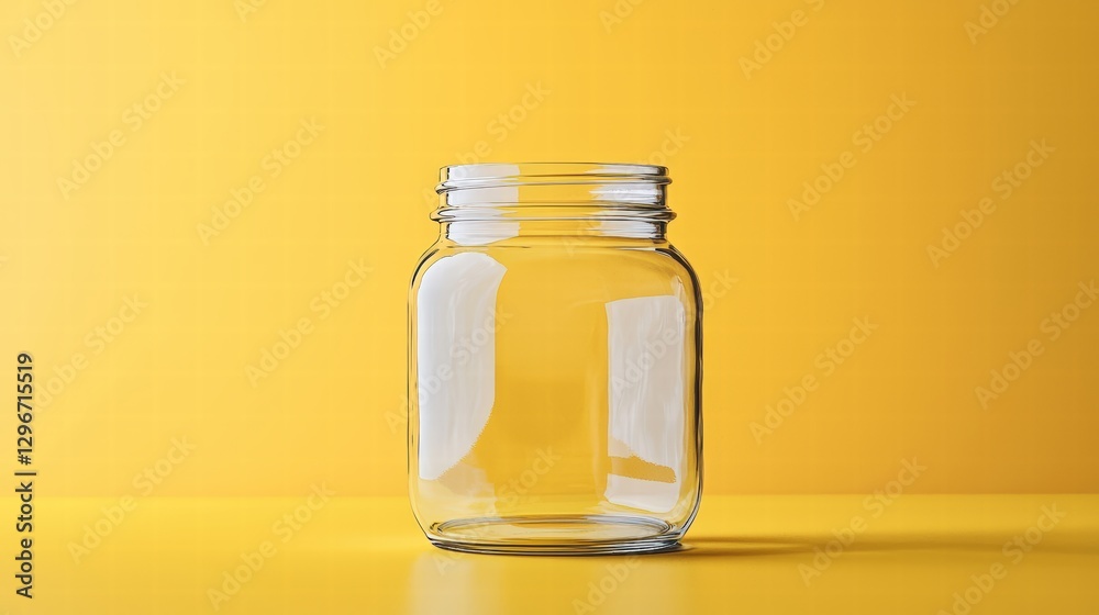 Refreshing jar of water positioned on a bold yellow background evoking a sense of vibrancy Refreshing jar of water positioned on a bold yellow background evoking a sense of vibrancy