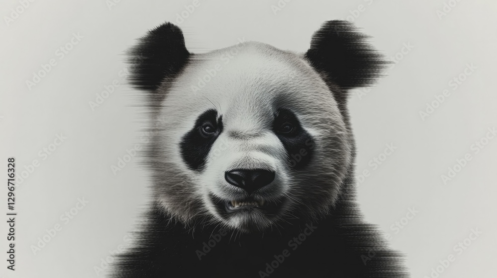 Mysterious panda portrait combines realism with abstract feature Mysterious panda portrait combines realism with abstract feature