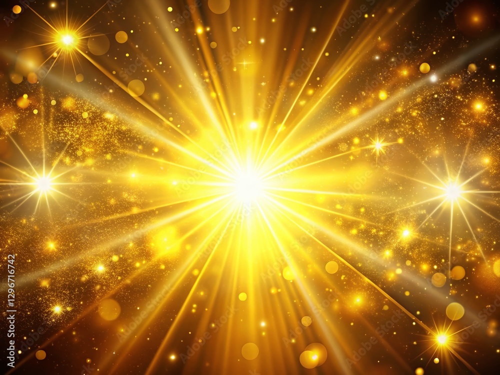 Panoramic Celestial Burst: Flashing Yellow Sun & Sparkling Star Panoramic Celestial Burst: Flashing Yellow Sun & Sparkling Star
