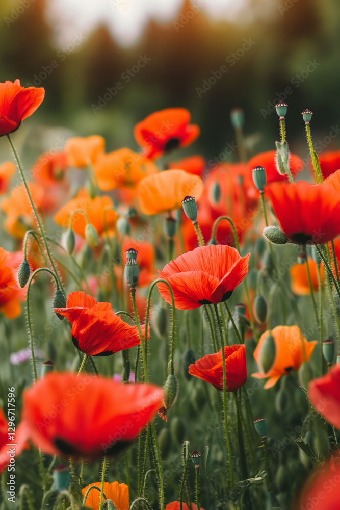 Obraz premium Vibrant Red Poppy Flowers in Bloom – Spring and Summer Nature Concept