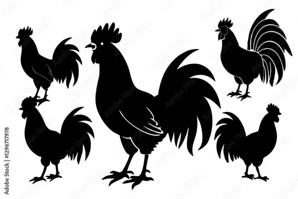 Fototapeta premium Roosters Silhouette vector illustration
