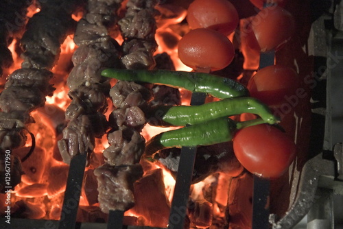 Shish Kebab Barbeque on Charcoal