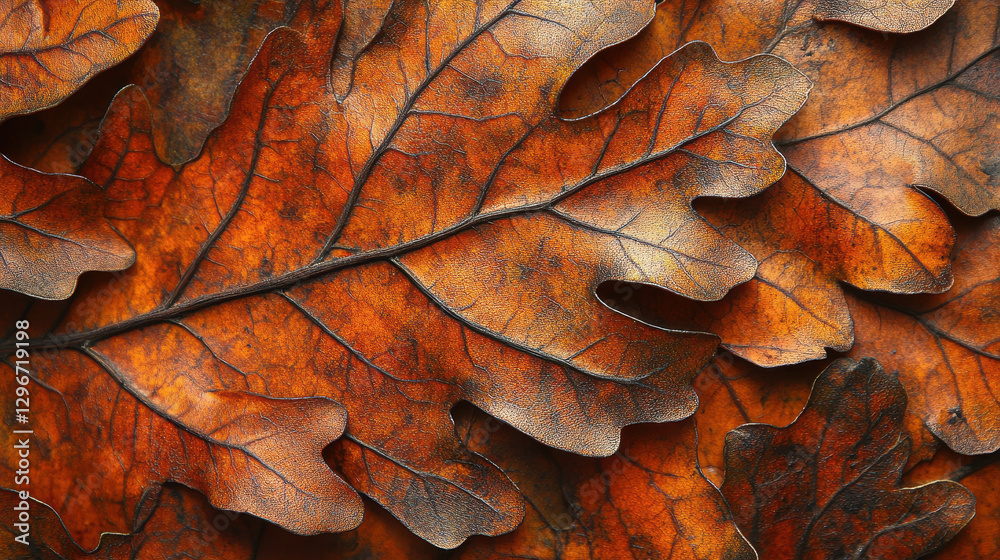 Detailed Close Up of Autumn Oak Leaves Rich in Brown and Orange Hues Detailed Close Up of Autumn Oak Leaves Rich in Brown and Orange Hues