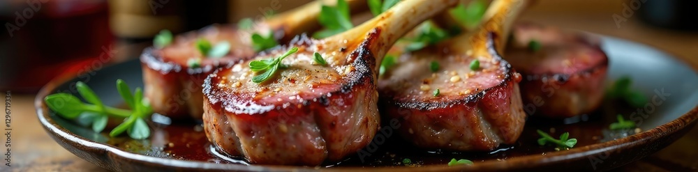 Red wine and thyme marinated lamb chops grilled to perfection, flavorinfused, redwine, cookingmethod Red wine and thyme marinated lamb chops grilled to perfection, flavorinfused, redwine, cookingmethod
