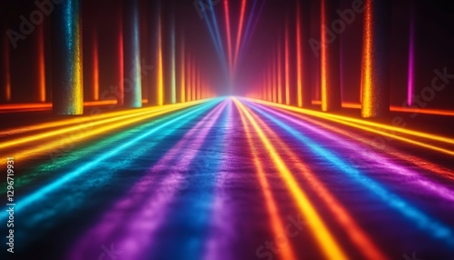 Neon Light Pathway, Abstract Scene, Photorealistic
