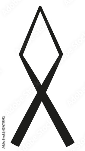 Scandinavian runes Othala symbol in black.