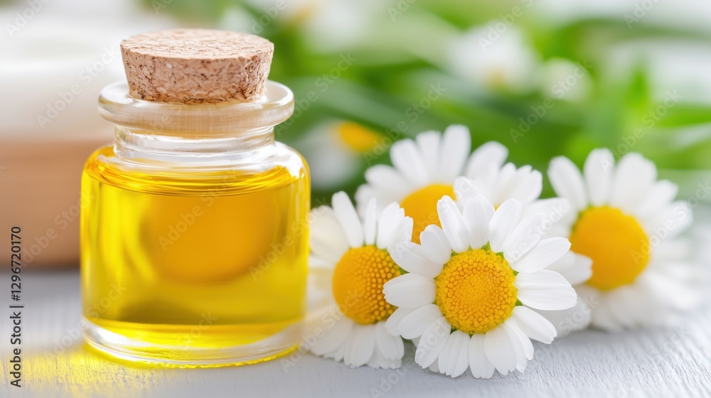 Chamomile Oil with Fresh Flowers Arrangement Chamomile Oil with Fresh Flowers Arrangement
