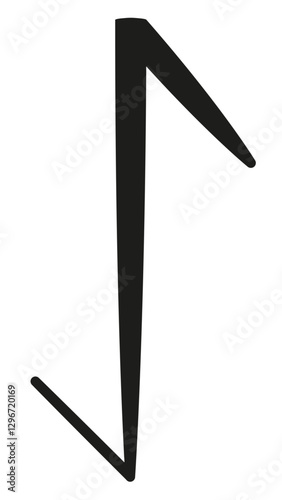 Scandinavian runes Eiwaz symbol in black.