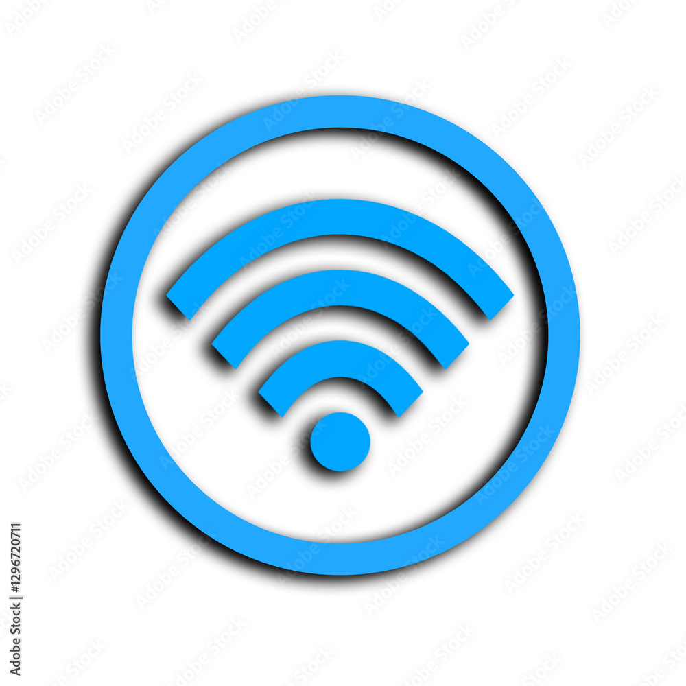 blue Wi Fi symbol inside circular border on transparency background, representing wireless connectivity and internet access. design is simple and modern, emphasizing technology and communication blue Wi Fi symbol inside circular border on transparency background, representing wireless connectivity and internet access. design is simple and modern, emphasizing technology and communication
