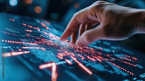 Illuminated Digital Network Overview On Touch Surface