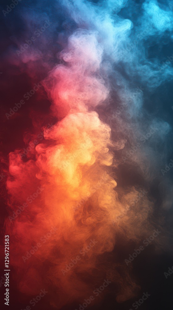Colorful smoke swirling in abstract patterns creates a vibrant atmosphere in a dark setting Colorful smoke swirling in abstract patterns creates a vibrant atmosphere in a dark setting