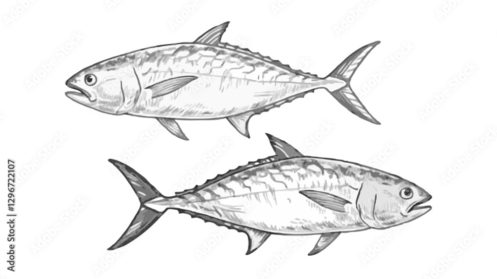 Fototapeta premium Hand-drawn sketch illustration of a scallop with detailed lines and shading. This vintage-style scallop design is perfect for seafood menus, packaging, prints, and marine-themed projects.