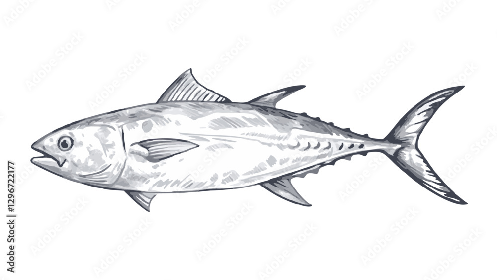 Naklejka premium Hand-drawn sketch illustration of a scallop with detailed lines and shading. This vintage-style scallop design is perfect for seafood menus, packaging, prints, and marine-themed projects.