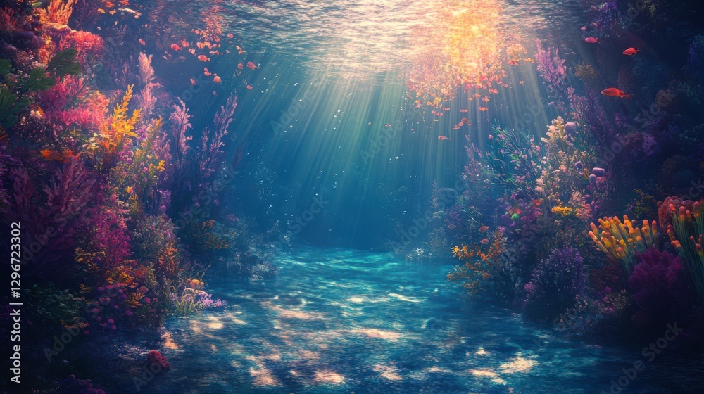 Obraz premium Underwater Scene with Vibrant Plants and Corals