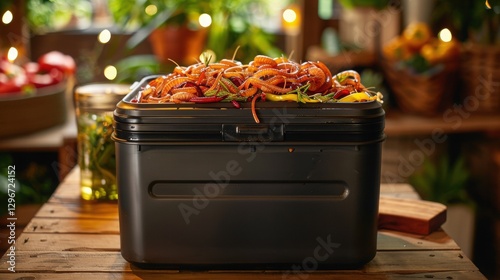 Freshly Harvested Vegetables in Compost Bin with Colorful Textures
