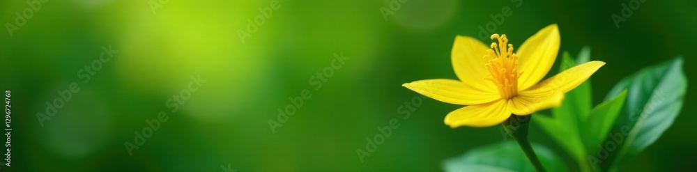 Yellow spike flower peeking through green leafy branches, Bloom, Green Leaf Yellow spike flower peeking through green leafy branches, Bloom, Green Leaf