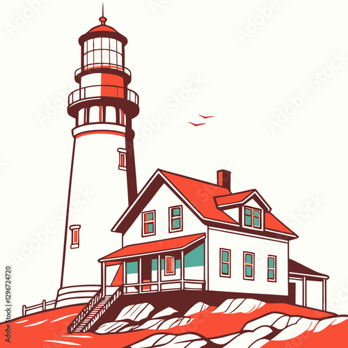 Wallpaper Mural Lighthouse Silhouette vector illustration Torontodigital.ca