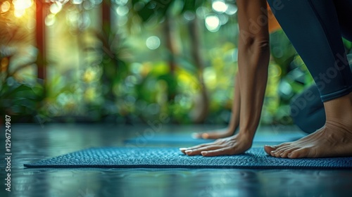 Woman Practicing Yoga in Serene Indoor Environment with Plants