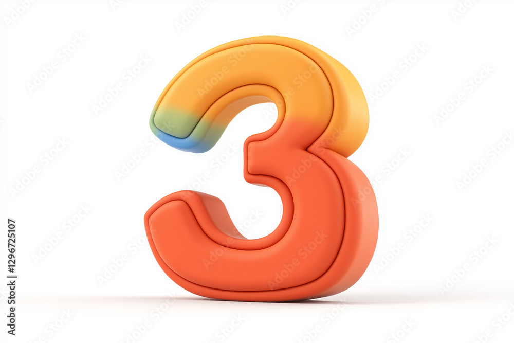 Bright cartoon number three for school and preschool education Bright cartoon number three for school and preschool education