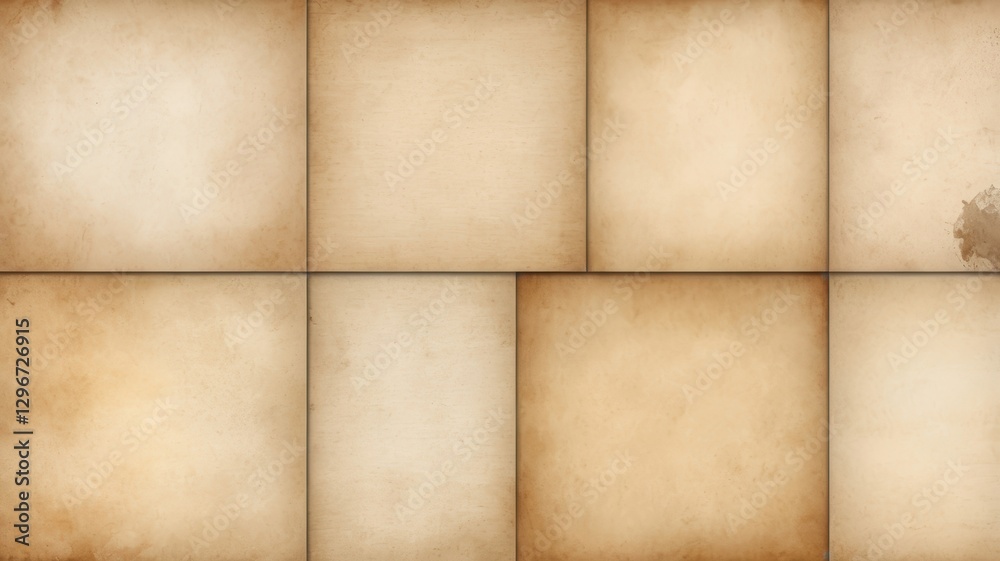 Fototapeta premium Vintage Paper Textures Aged Grunge Brown Beige Backgrounds Collage Sheet