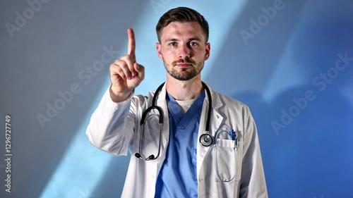 Professional Male Doctor With Stethoscope Standing By Wall