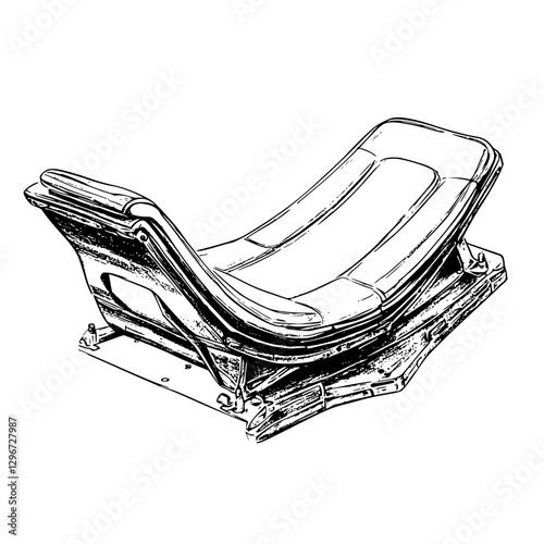 Hand drawn vector illustration of a modern racing car seat showing detail in design and structure for automotive enthusiasts