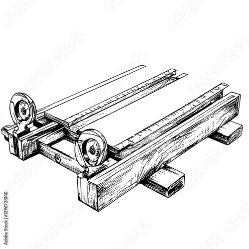 Hand-drawn vector illustration of a woodworking tool used for precise cutting and shaping in carpentry