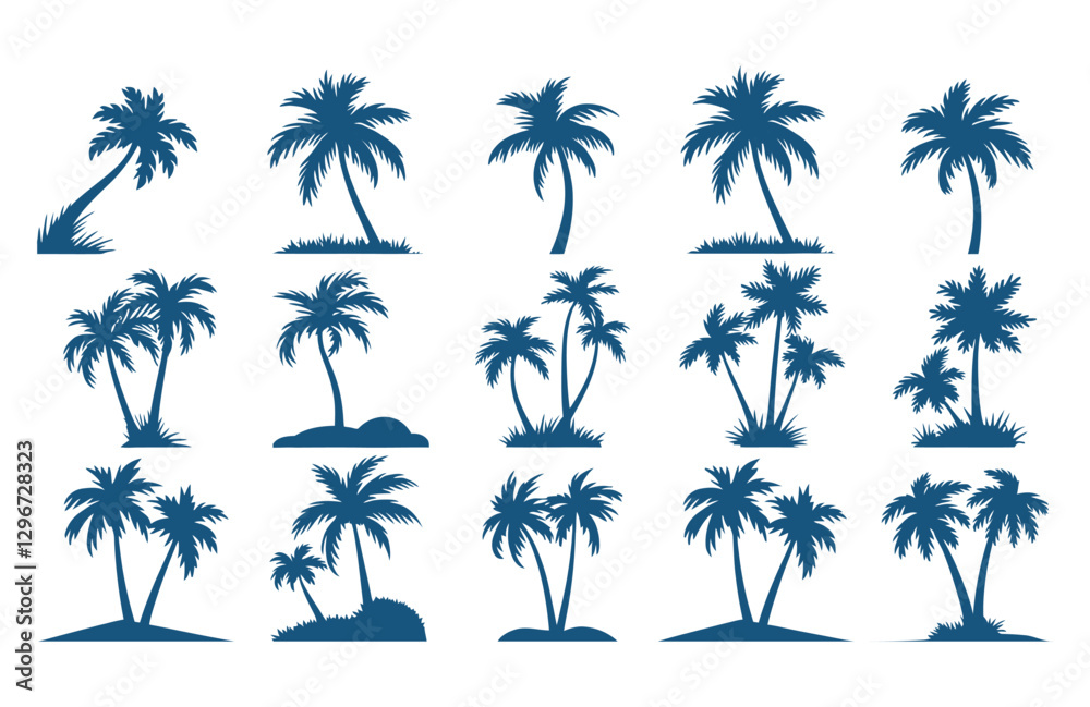 Obraz premium Minimalist Summer Palm Tree Vector Logo Icon in Silhouette Style