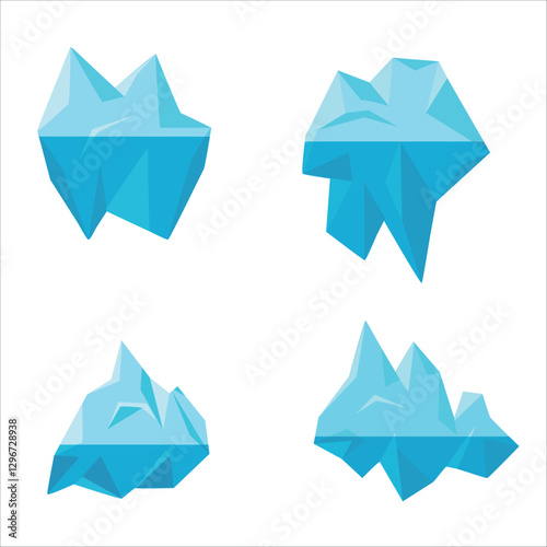 The icy ocean. Arctic. Glacier. Antarctica. Polygonal illustration on a white background. Vector