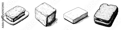 Hand-drawn vector illustration of various bread types on a clean background