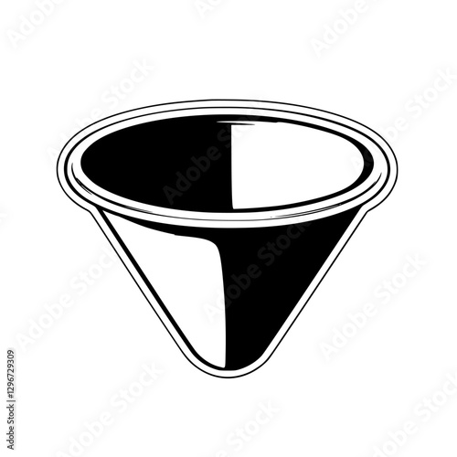 Hand drawn vector illustration of a minimalist funnel design used for various pouring activities in kitchen and workshop settings