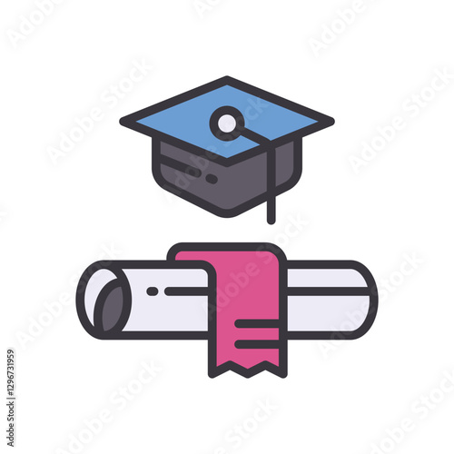 high education filled color icon. Vibrant vector icon for websites, mobile apps, presentations, and logo design. Fully scalable and easy to customize.