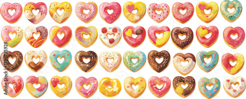 heart shaped donut watercolor clipart