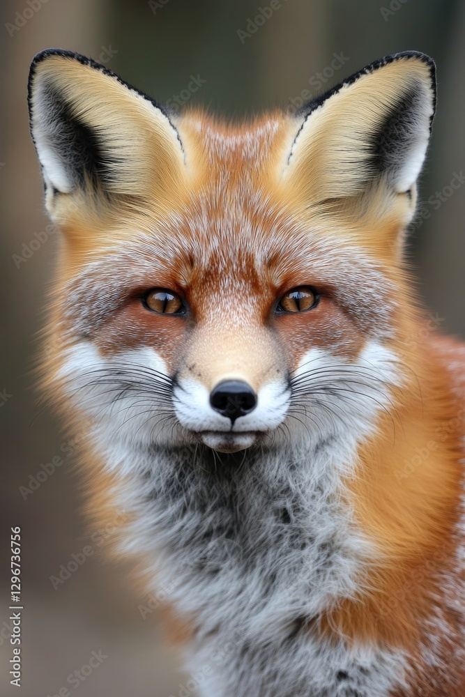 Vibrant portrait of fox showcasing striking fur patterns and exp Vibrant portrait of fox showcasing striking fur patterns and exp