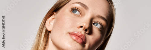 Young beautiful woman showcasing elegant spring fashion with confident allure and chic style