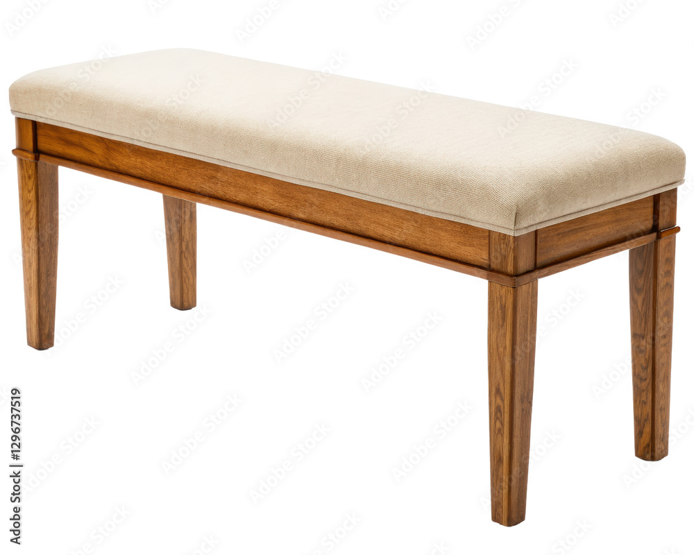 Wooden bench with cushion on a transparent background Wooden bench with cushion on a transparent background