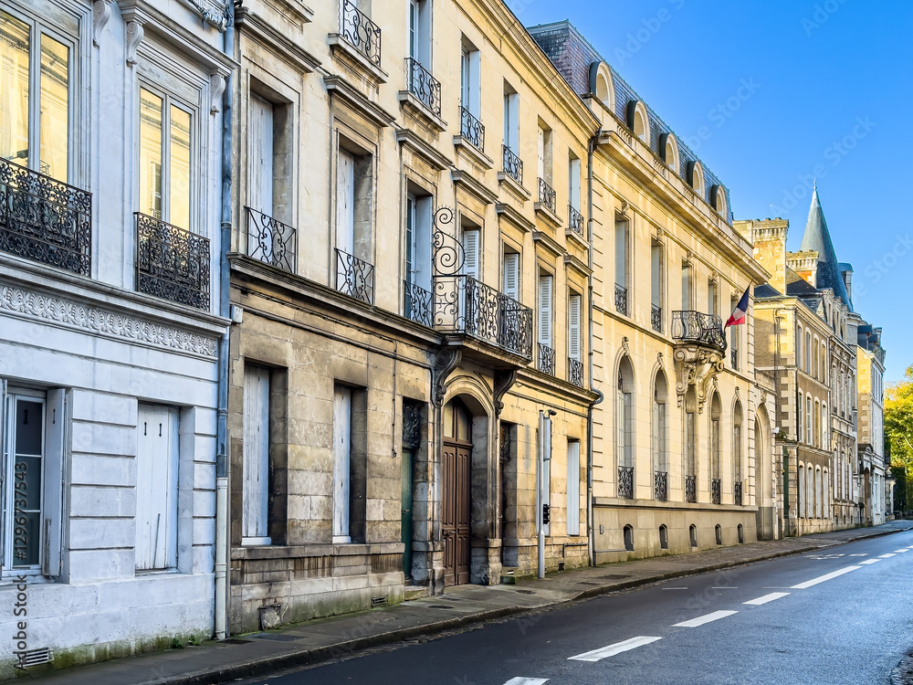 Street view of old village Poitiers in France